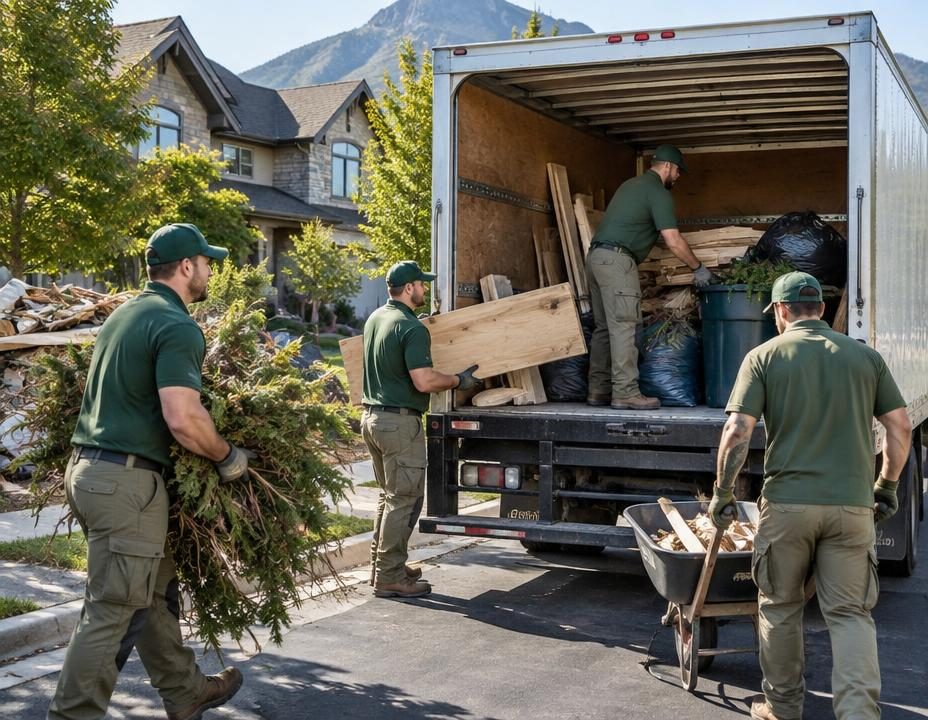 Construction and renovation debris ready for removal in Utah County